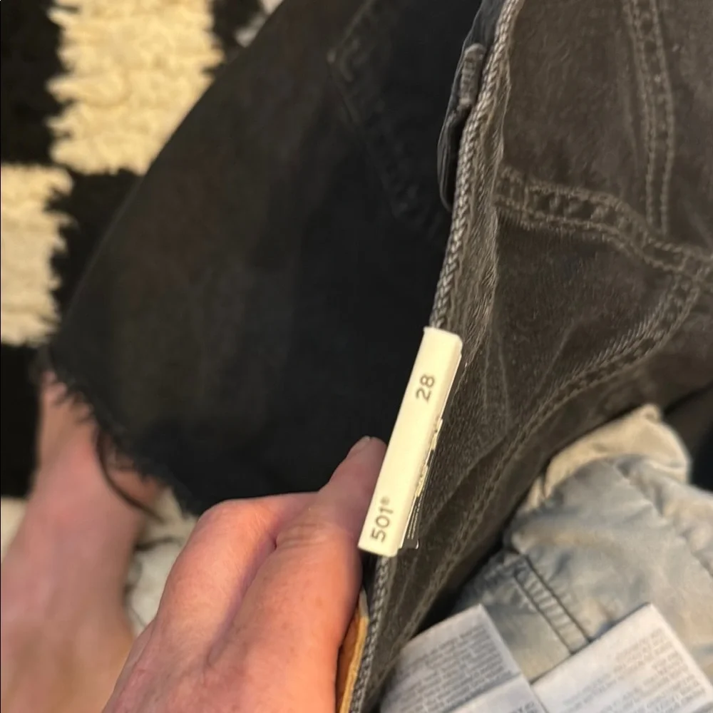 Levi's Black Distressed Jean Shorts - Picture 6 of 6